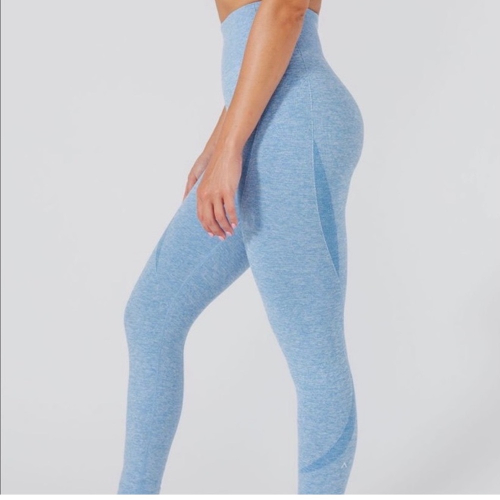 ACTA Blue Heathered Seamless Athletic Leggings Size Medium